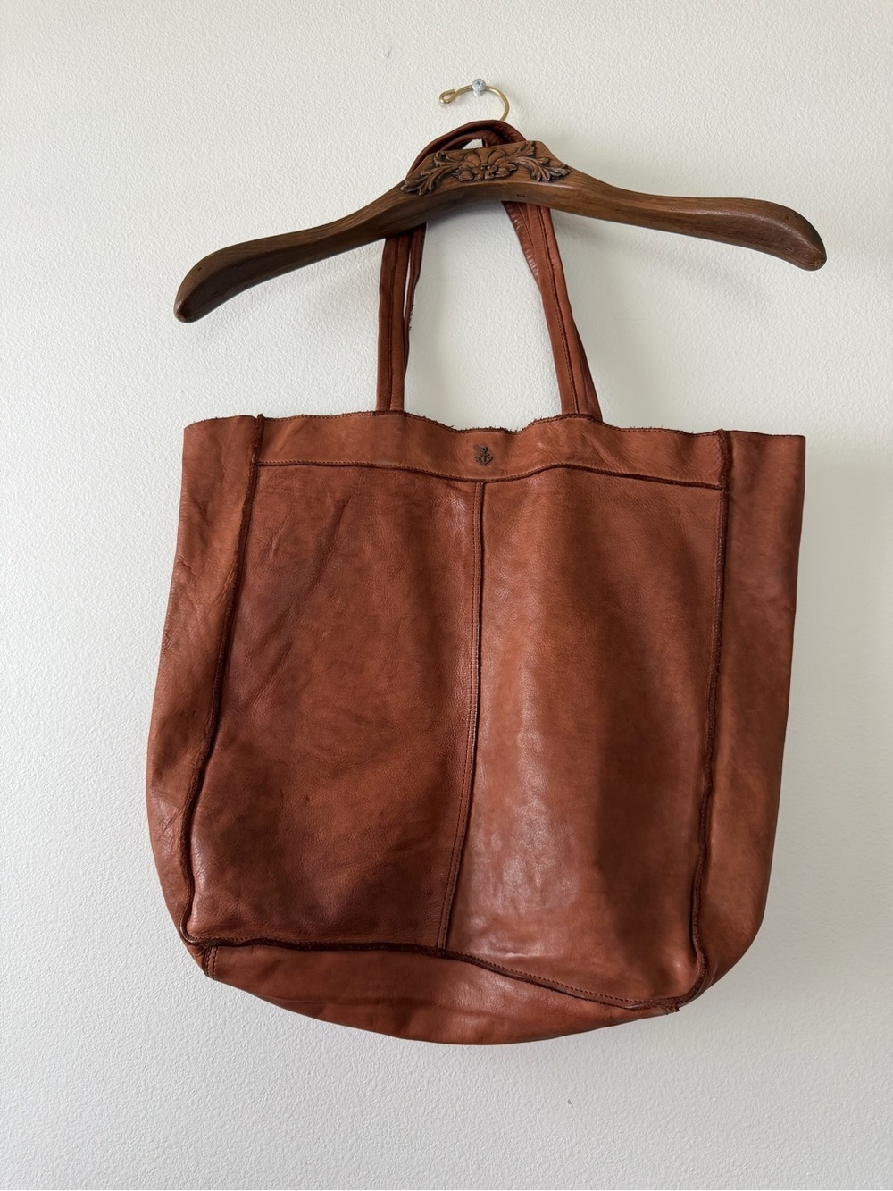 Harbour 2nd Cognac Brown Leather Tote Bag Soft Distressed Chic Quiet luxury - Picture 4 of 13